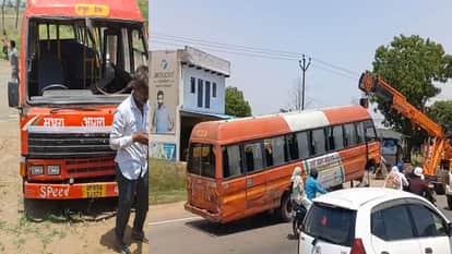Roadways bus lost control and overturned in Mathura