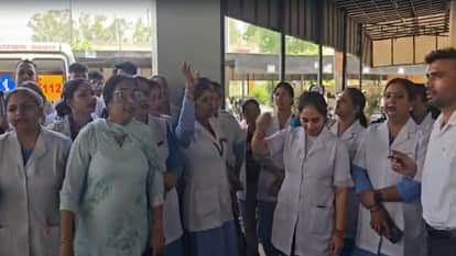 Nursing staff protested in Kurukshetra