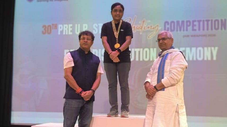 Unnati Singh of Aligarh in the 30th Pre-State Shooting Championship