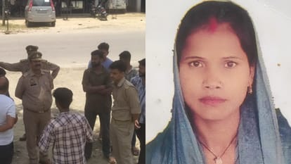 प्रसूता की मौत के बाद जांच करती पुलिस।