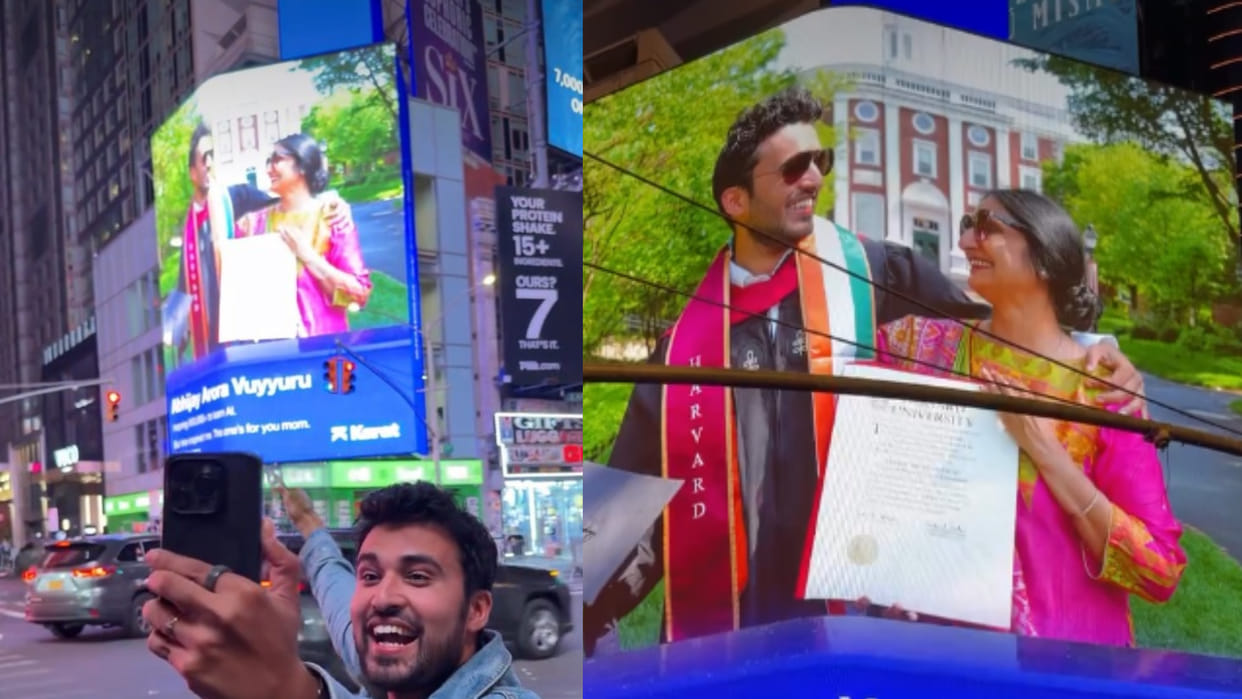 Google employee honours mother on new york times square billboard after success journey