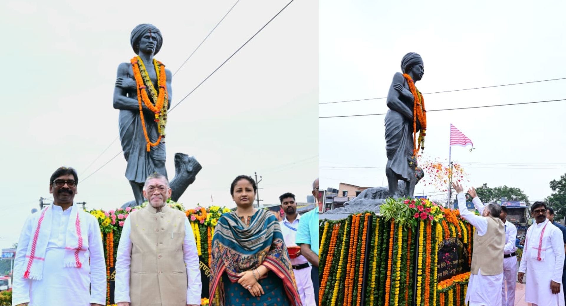 राज्यपाल संतोष गंगवार, सीएम हेमंत सोरेन और विधायक कल्पना सोरेन रहे मौजूद