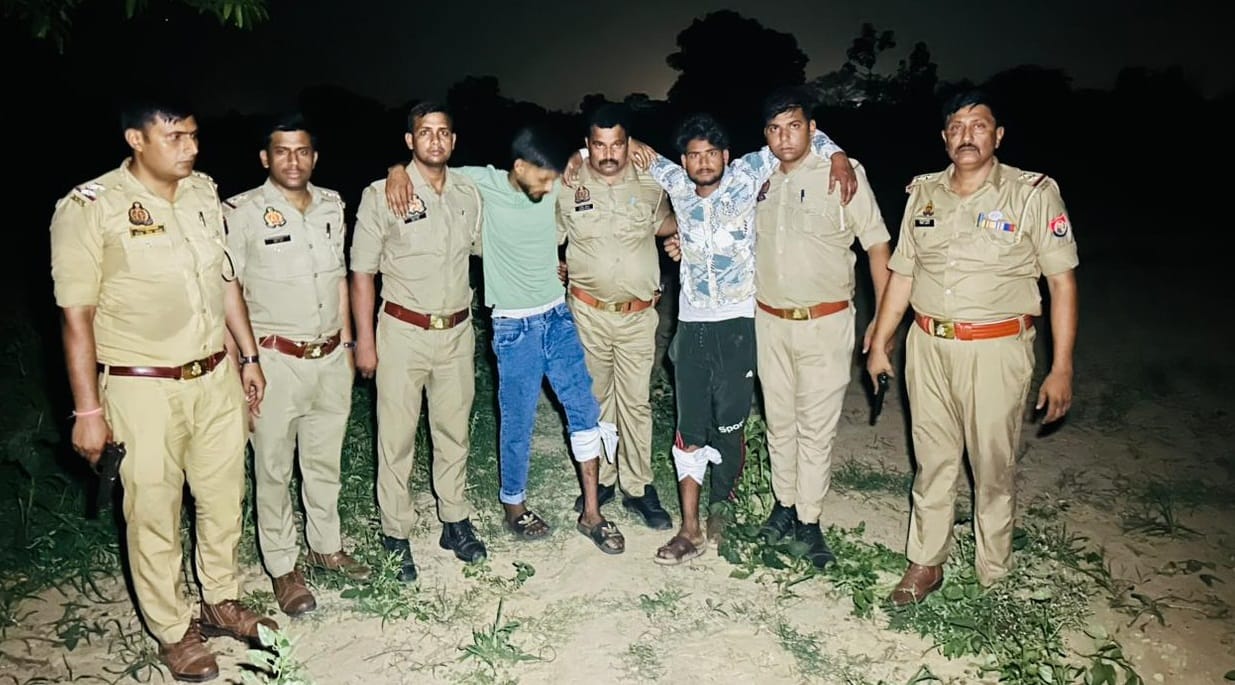 Etawah Three notorious criminals arrested in an encounter two sustained gunshot wounds to their legs