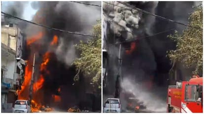 Fire broke out at 10 shops including a shoe showroom at D Park in Rohtak