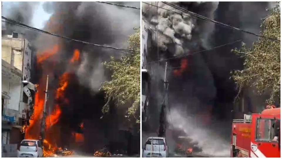 Fire broke out at 10 shops including a shoe showroom at D Park in Rohtak