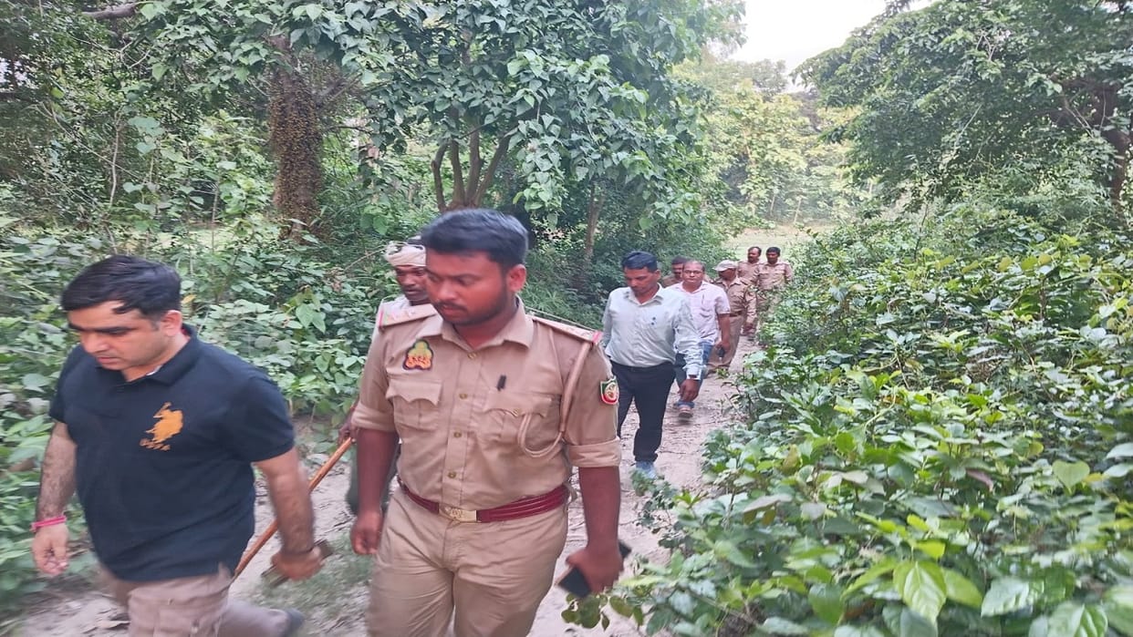 Cages set up to capture a leopard in Lakhimpur Kheri surveillance via drones