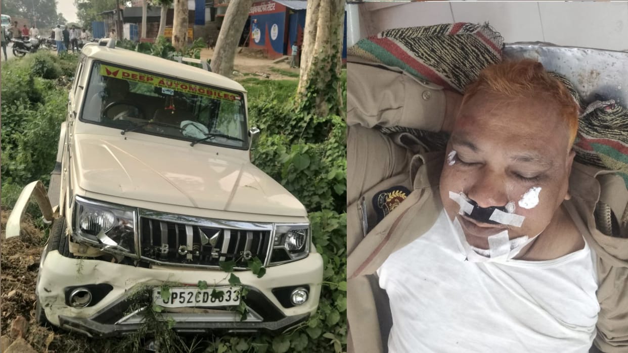 PRV personnel run over by Bolero in Gorakhpur; sustains severe injuries to legs and body.