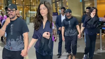 Aamir Khan and Gauri Spratt Walk Hand In Hand At Mumbai Airport video goes viral