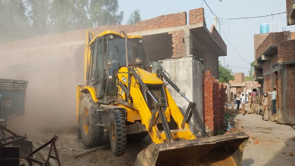 Bulldozer runs on illegal mosque built on government land in Budaun