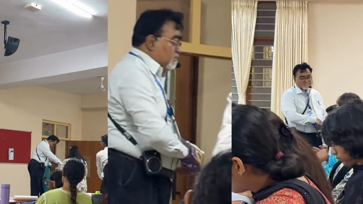 Professor distributing chocolates inside the classroom video goes viral on social media