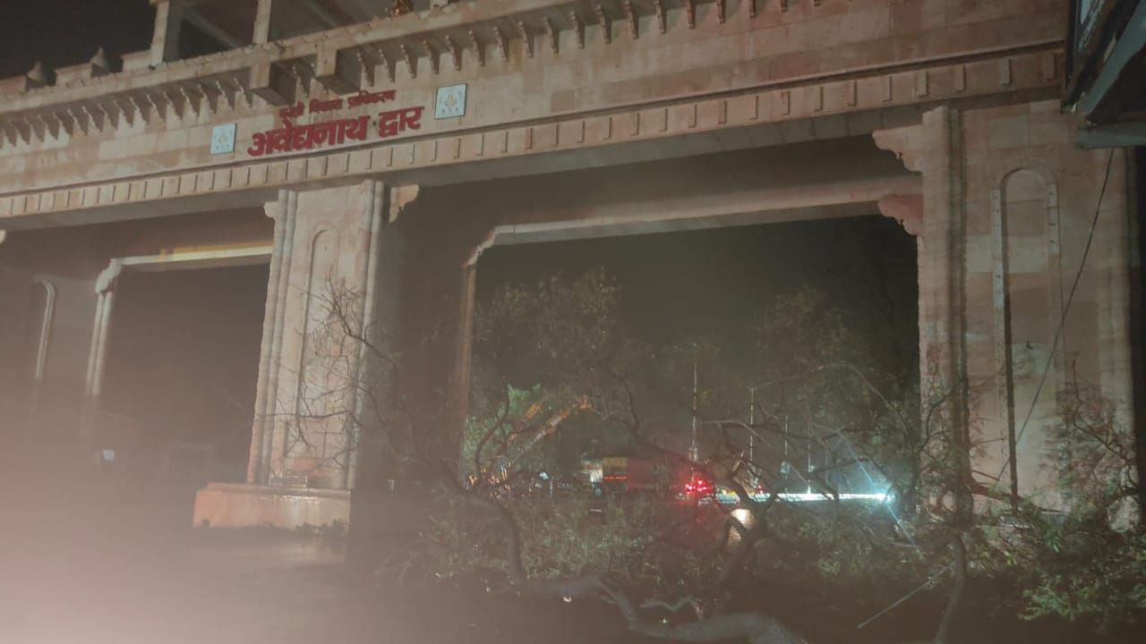 Petrol pump roof blown off by storm in Bareilly hundreds of poles and trees toppled