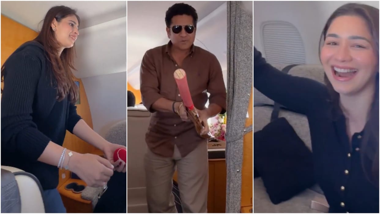 Sachin Tendulkar Sara Tendulkar played cricket in private jet video goes viral