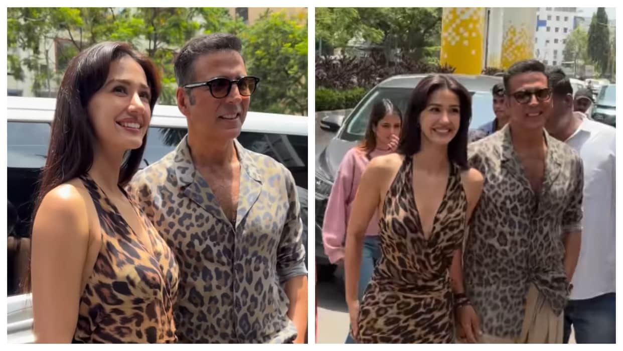 a head of welcome to the jungle release akshay kumar disa patani pose for paparazzi