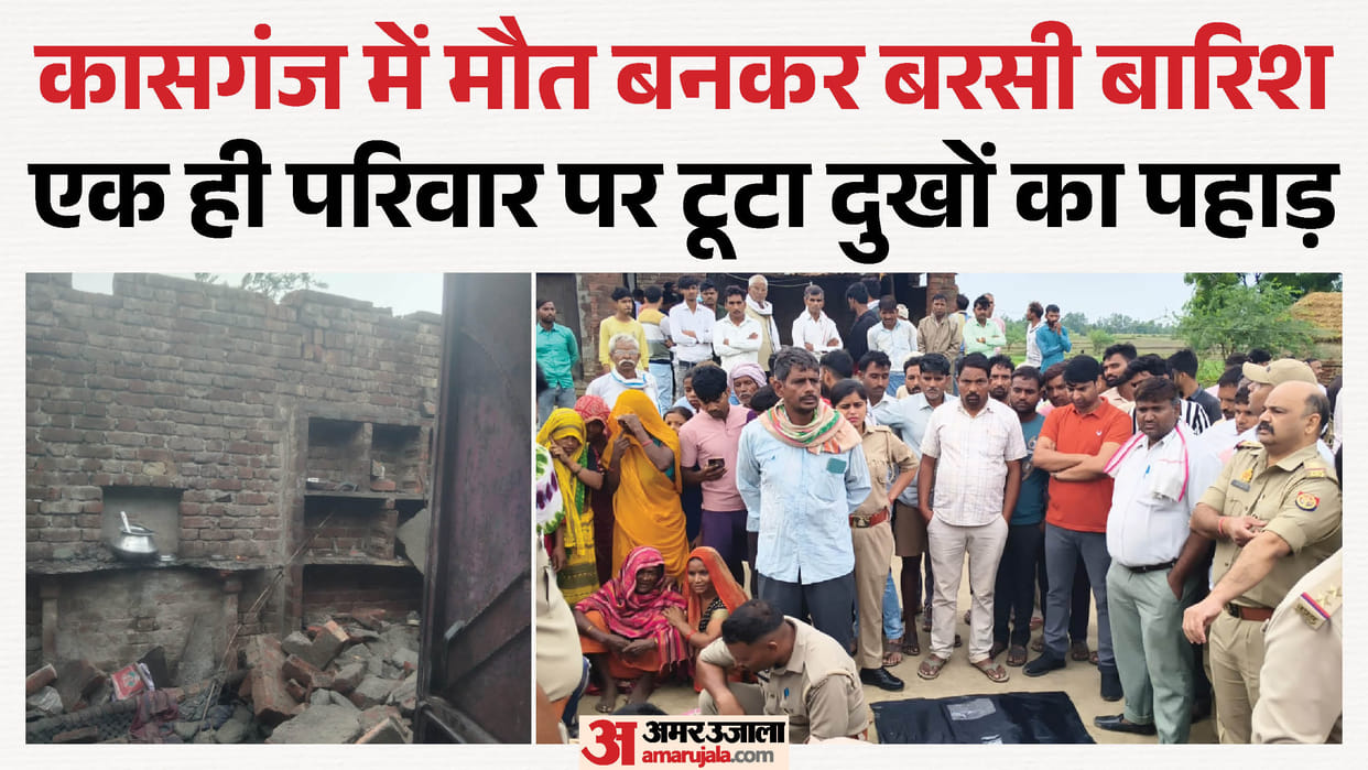 Roof Collapse During Heavy Rain Kills Couple and Daughter in Kasganj, Three Children Critically Injured