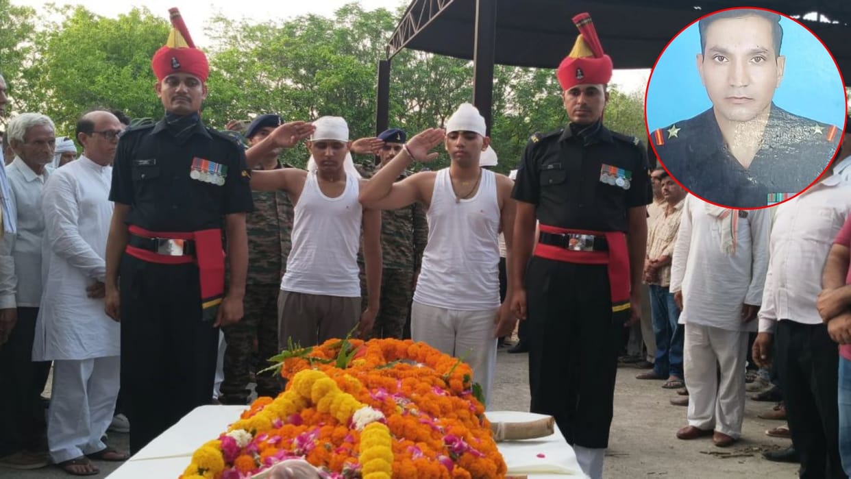 Jhunjhunu: Brave soldier laid to rest with full military honours, son’s final salute leaves mourners emotional
