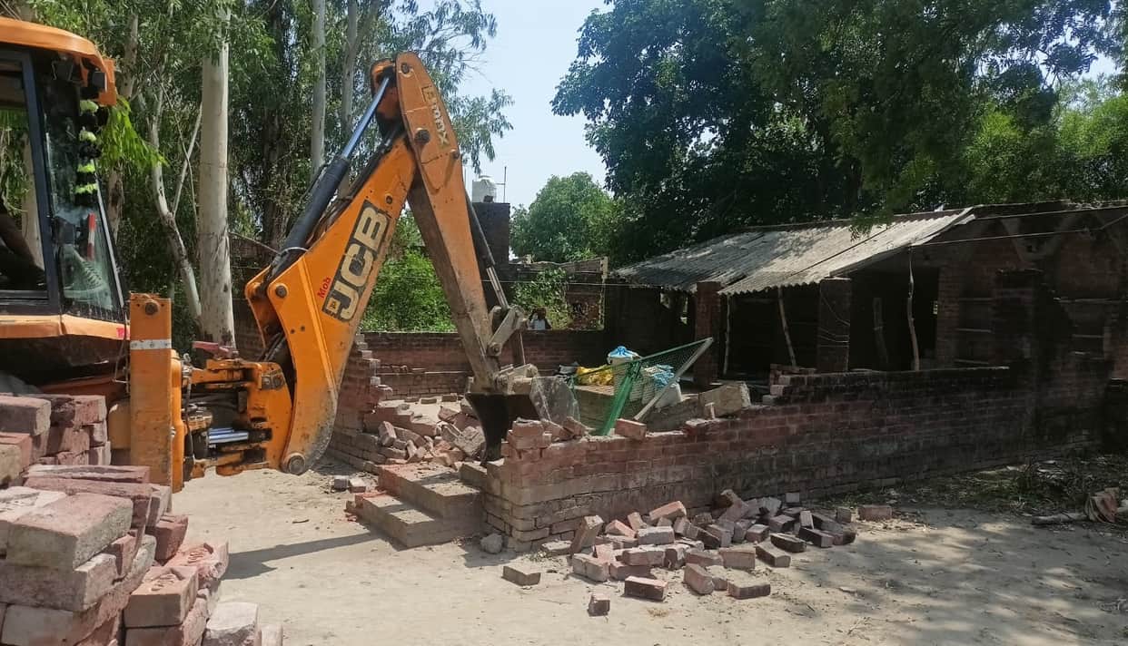 Unnao Sports ground reclaimed illegal madrasa built after encroachment demolished by bulldozer