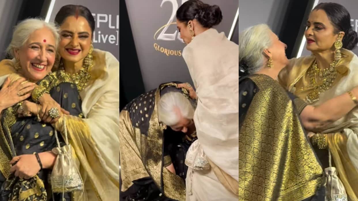 Aamir Khan Sister Nikhat khan gracefully touched the feet of actress Rekha at Lagaan Movie Event Video Viral