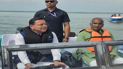 Pushkar Singh Dhami toured the reservoir in a motorboat with MLA Arvind Pandey