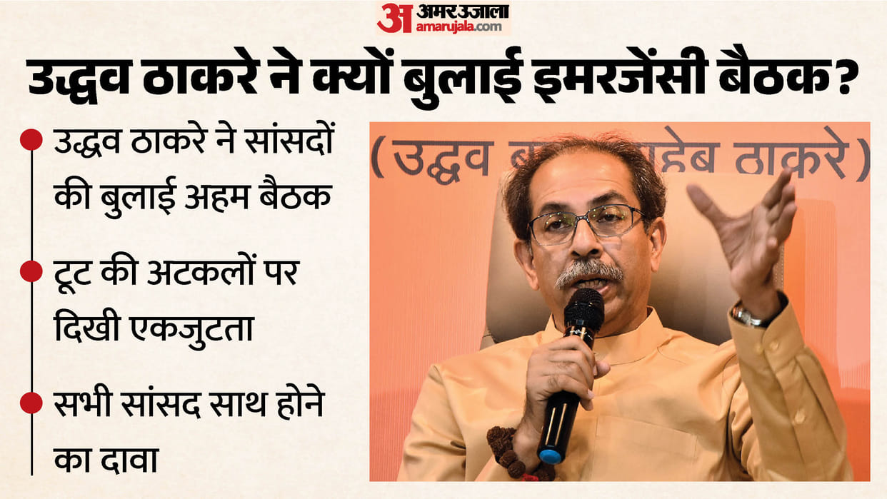 uddhav thackeray chairs shiv sena ubt mps meeting at matoshree sanjay raut anil desai statement