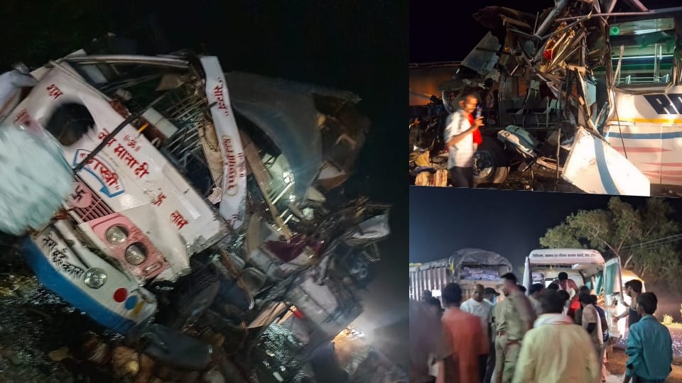 Bus rams into rear of stationary truck; driver dies in accident