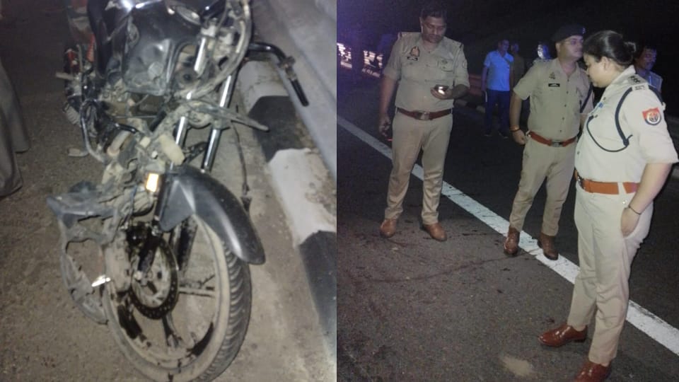 Major accident on Bundelkhand Expressway bike collides with unidentified vehicle three friends die In banda