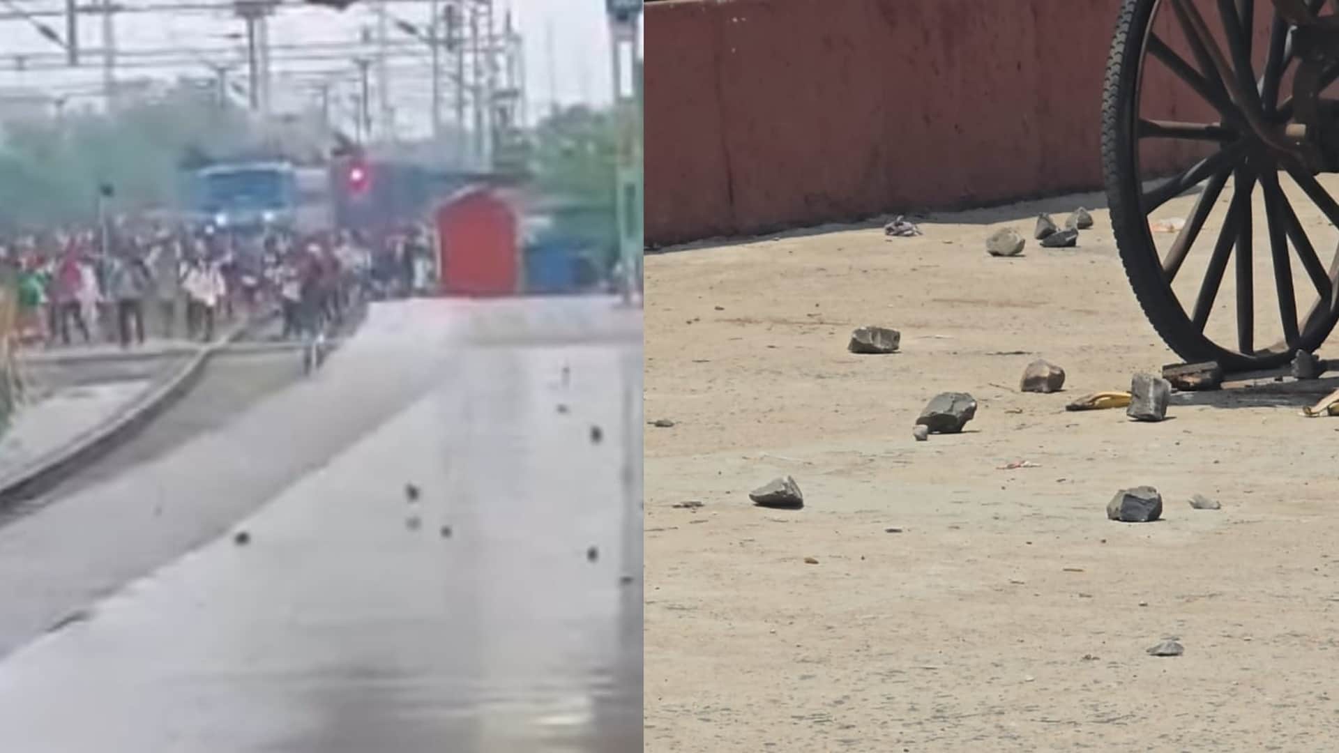 जमकर हुई पत्थरबाजी