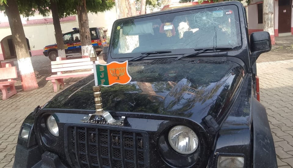 Vandalism and Alleged Firing on Thar with BJP Flag in Bah Market Sparks Panic