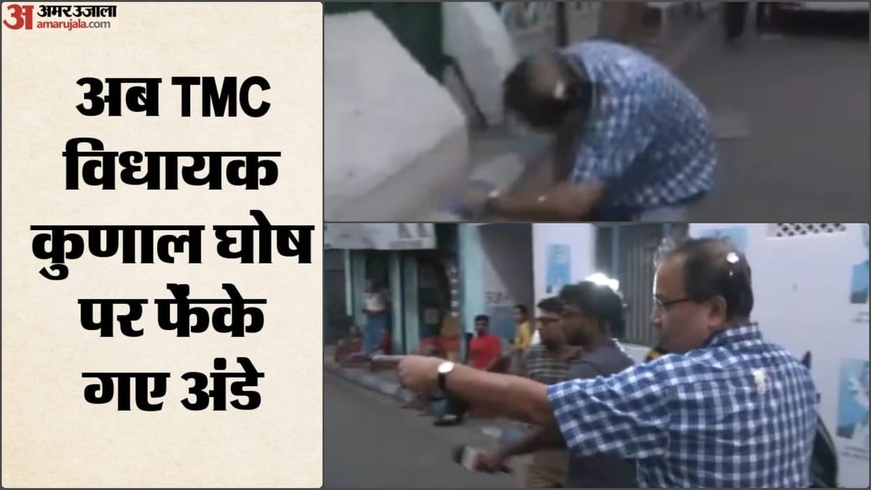 West Bengal: A Youth throws egg on TMC MLA Kunal Ghosh, while he was leaving from residence of Mamata Banerjee