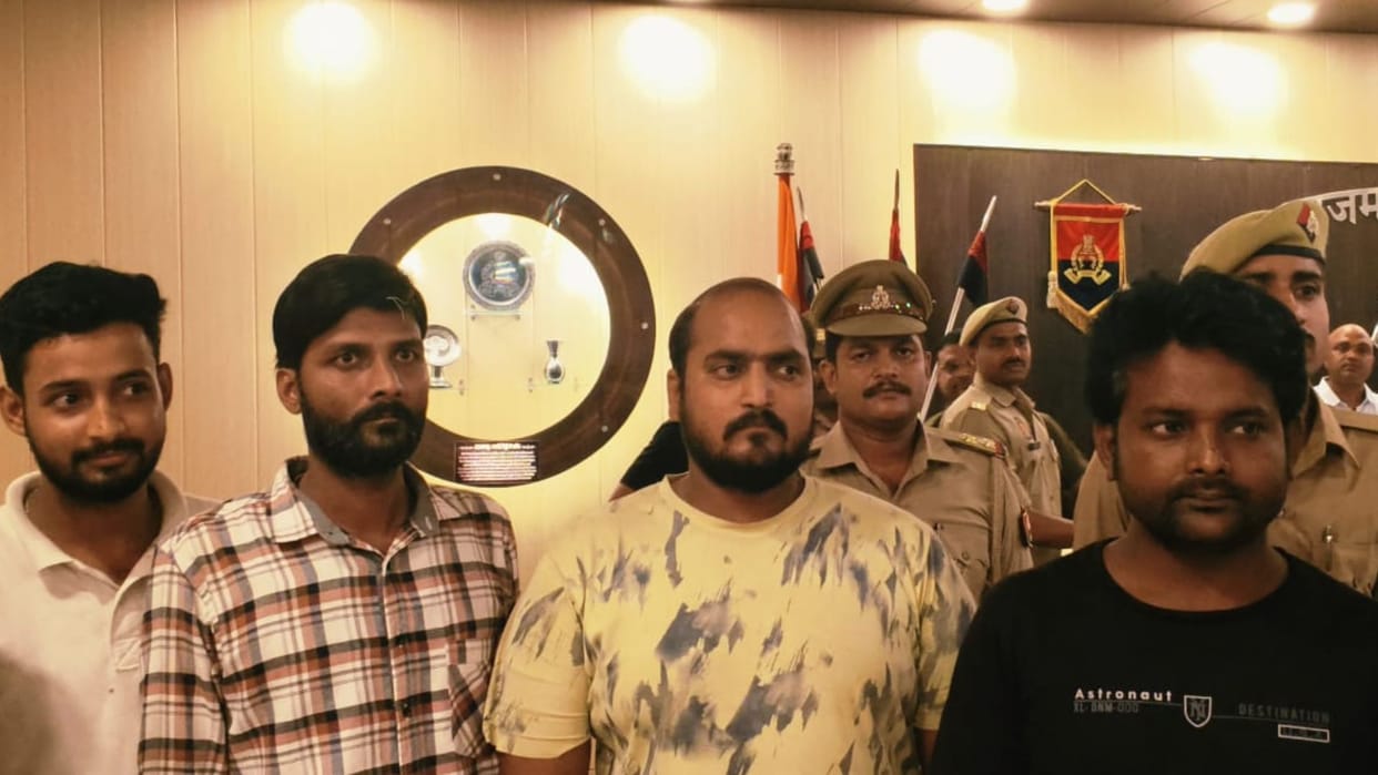 Police arrested four accused members of an international cyber gang in azamgarh