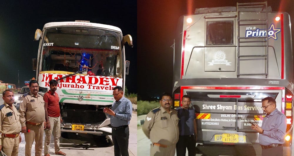 Auraiya Major action by ARTO buses and loaders operating without tax and fitness clearance seized