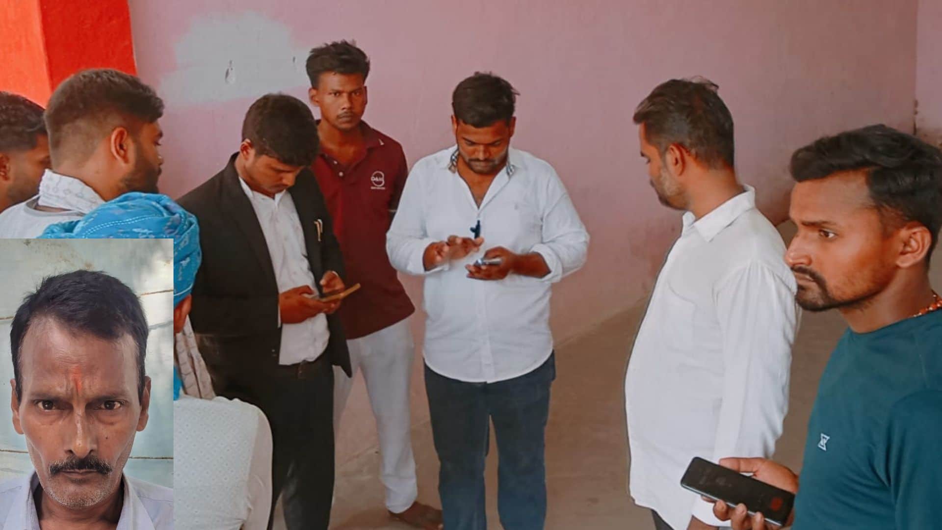 हिस्ट्रीशीटर ननकू सिंह की फाइल फोटो और माैजूद परिजन।