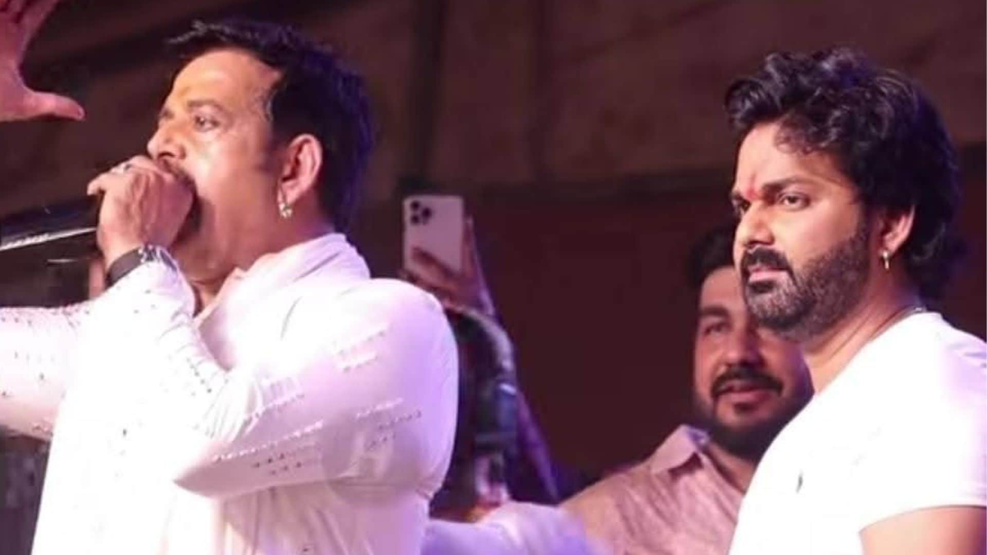 Crowd out of control seeing Bhojpuri star Pawan Singh police force after barricades break six injured