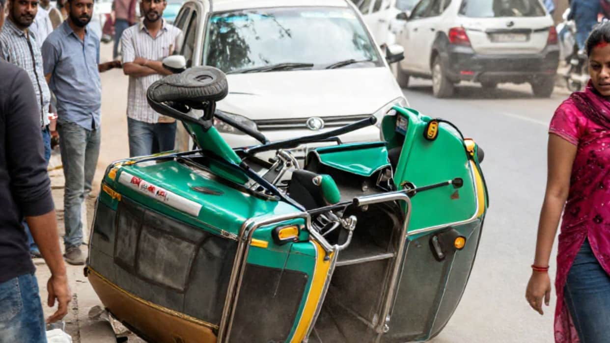 She was going straight, an auto rickshaw came from the front and overturned, the incident was captured on CCTV