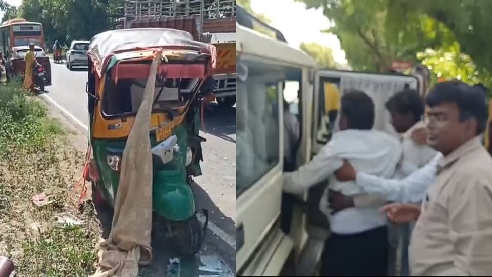 Five injured in head-on collision involving speeding auto-rickshaw