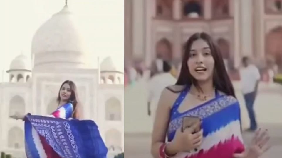 Viral Saree Brand Shoot Video at Taj Mahal Raises Questions Over ASI Security