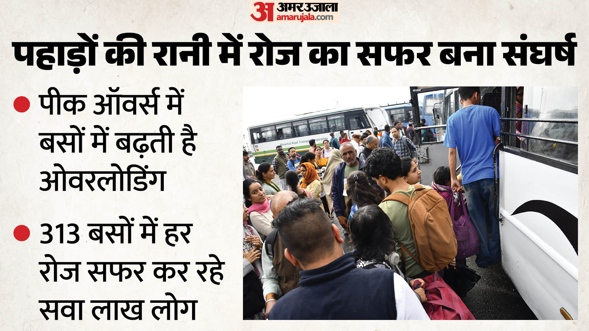 बसों में ओवर लोडिंग: शिमला में बसों में कुछ इस तरह सफर करते हैं लोग।