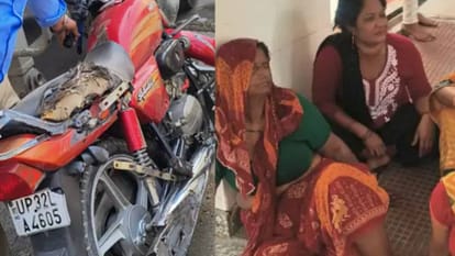 डंपर में फंसकर बाइक करीब 2 किलोमीटर तक घिसटती चली गई।