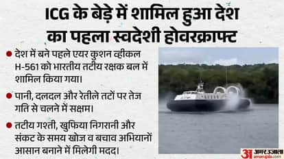 indian coast guard inducts first indigenous hovercraft h 561 at chowgule shipyard goa