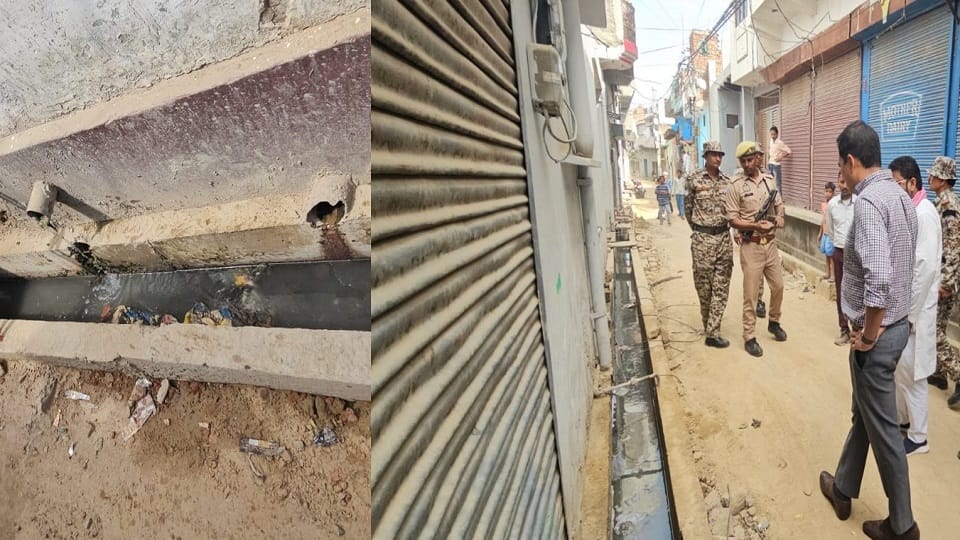 Drain construction in Zakir Nagar, Aligarh