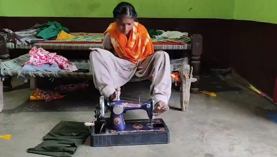 UP Girl Manju Inspirational Story Runs Computer, Sews Clothes and Pursues BA Degree With Her Feet