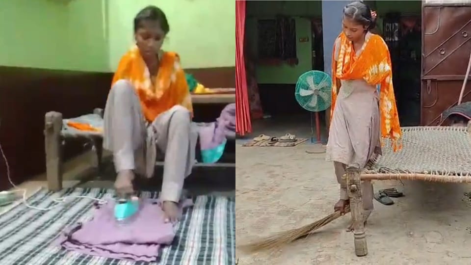 UP Girl Manju Inspirational Story Runs Computer, Sews Clothes and Pursues BA Degree With Her Feet