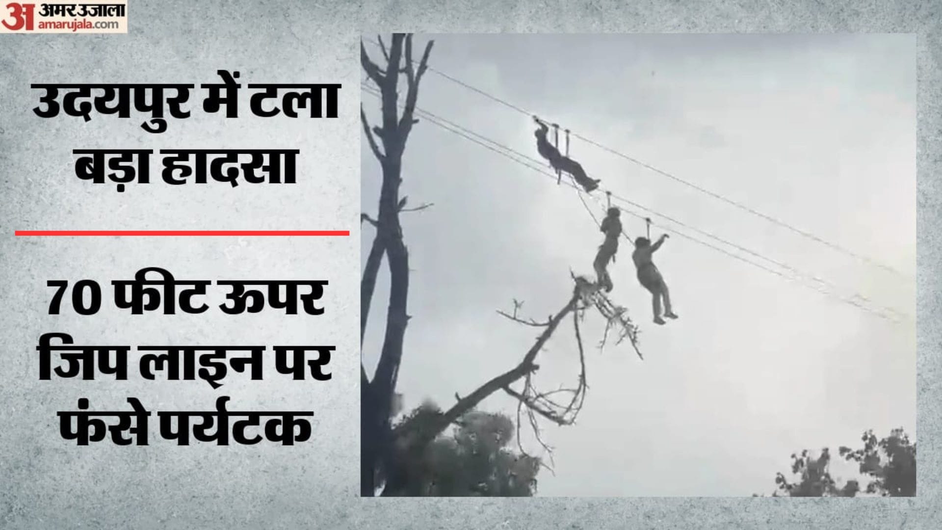 उदयपुर में जिप लाइन पर 70 फीट ऊपर फंसे गुजरात के दो टूरिस्ट