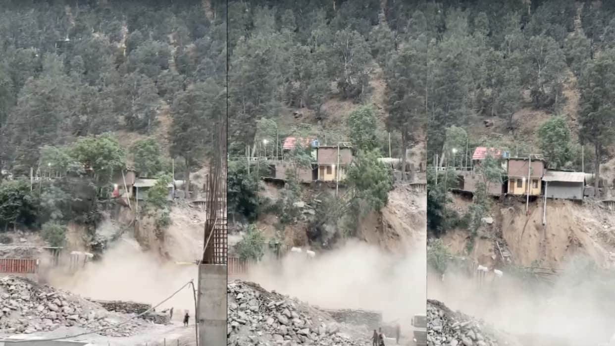 massive landslide hit the barrage site of the Shongtong Power Project in Powari, forcing workers to flee for t