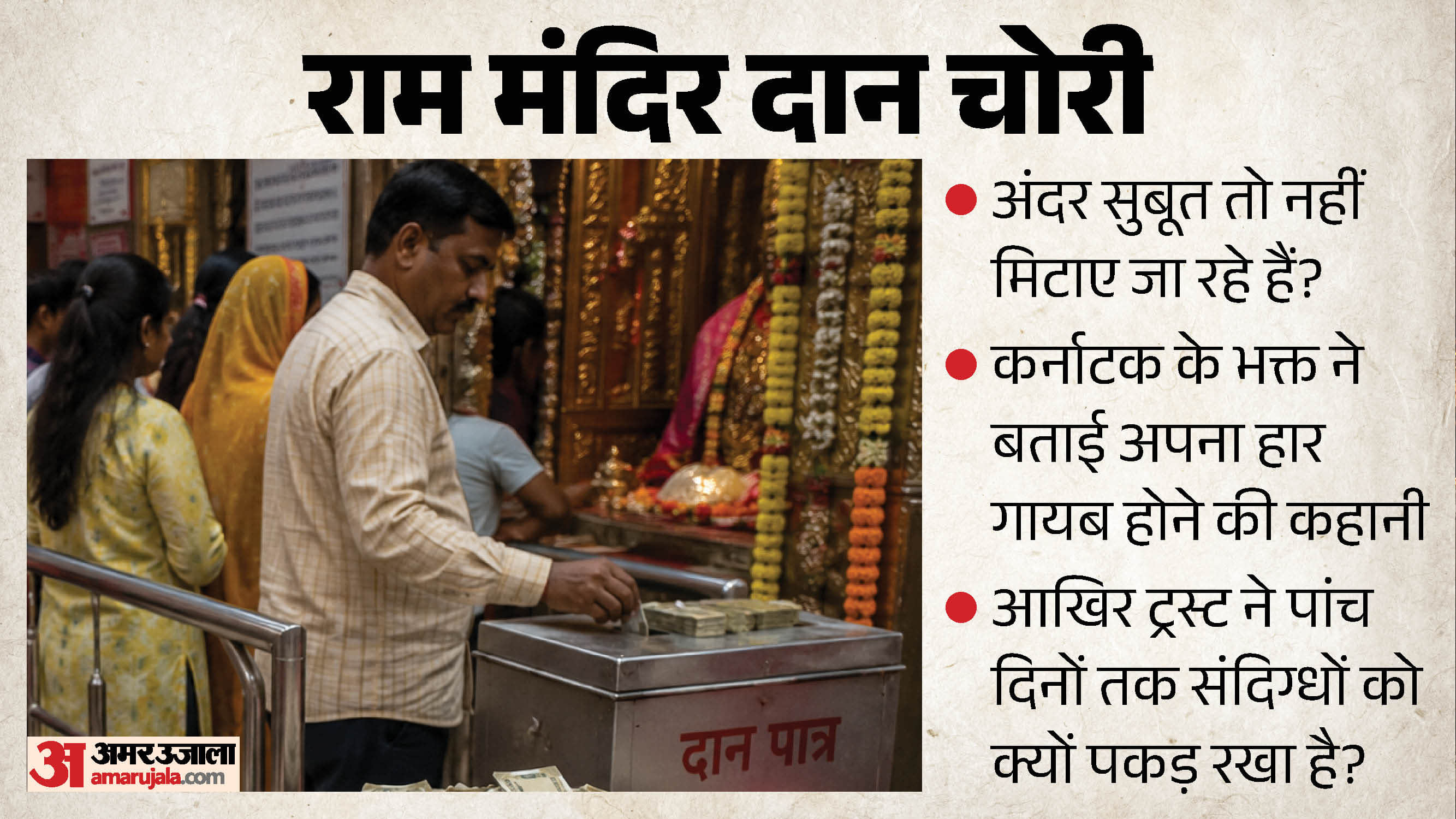 राम मंदिर में दान चोरी।
