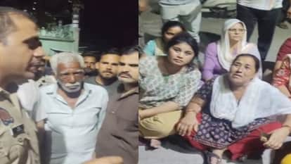 थाने पर हंगामा।