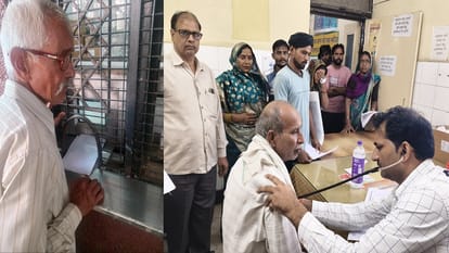 दवा काउंटर खुलने का इंतजार, समय से ओपीडी में मरीज को देखते चिकित्सक