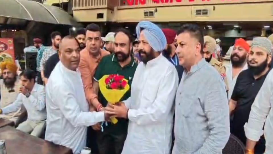 BJP State President Kewal Singh Dhillon arrives in Amritsar