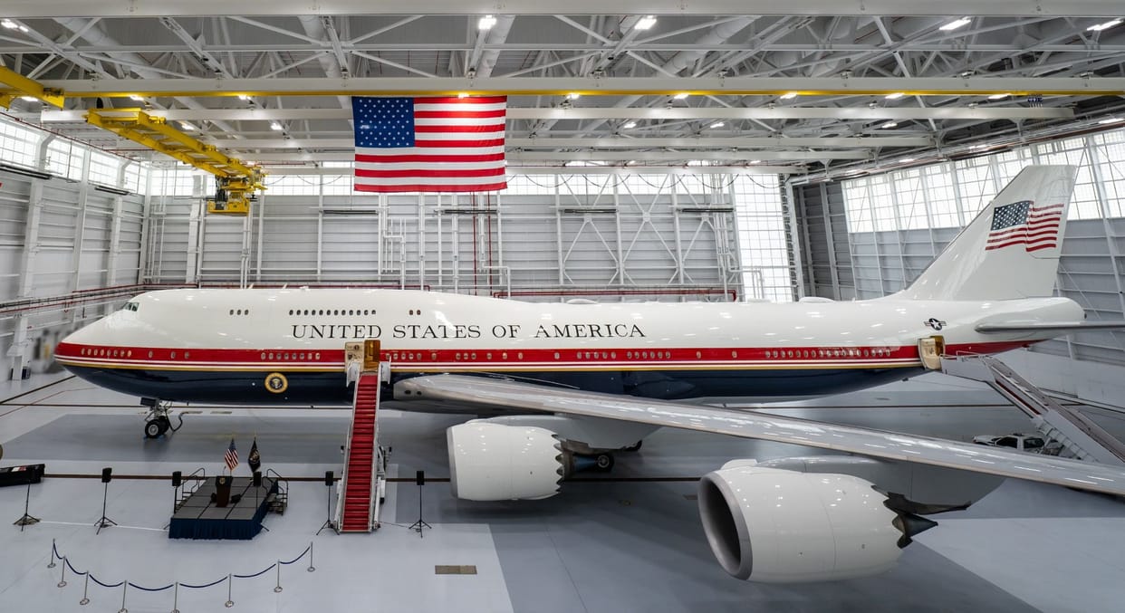 Trump unveils new Air Force One, a converted Qatari jet