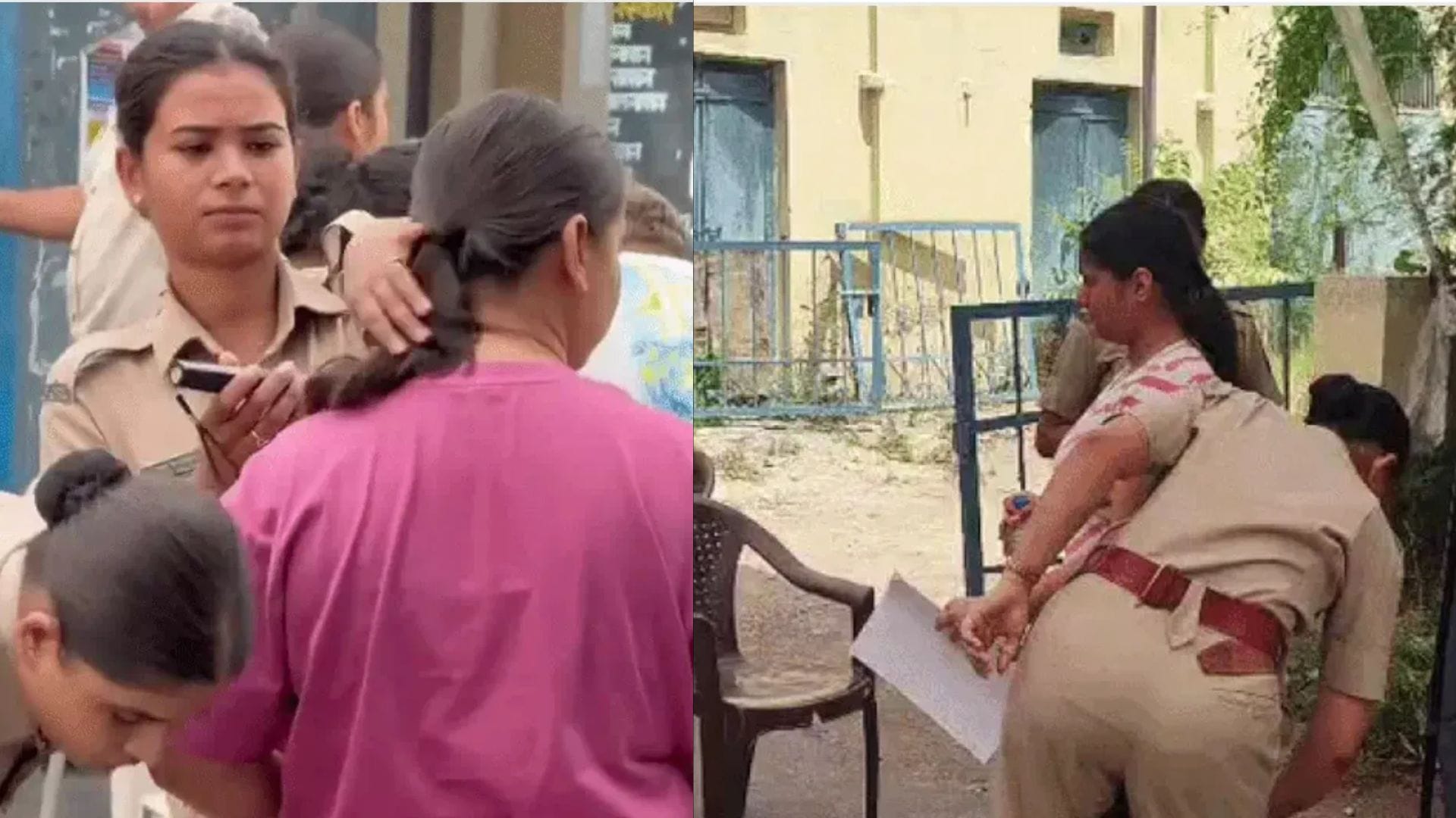 अभ्यर्थियों की सघन जांच करती पुलिस