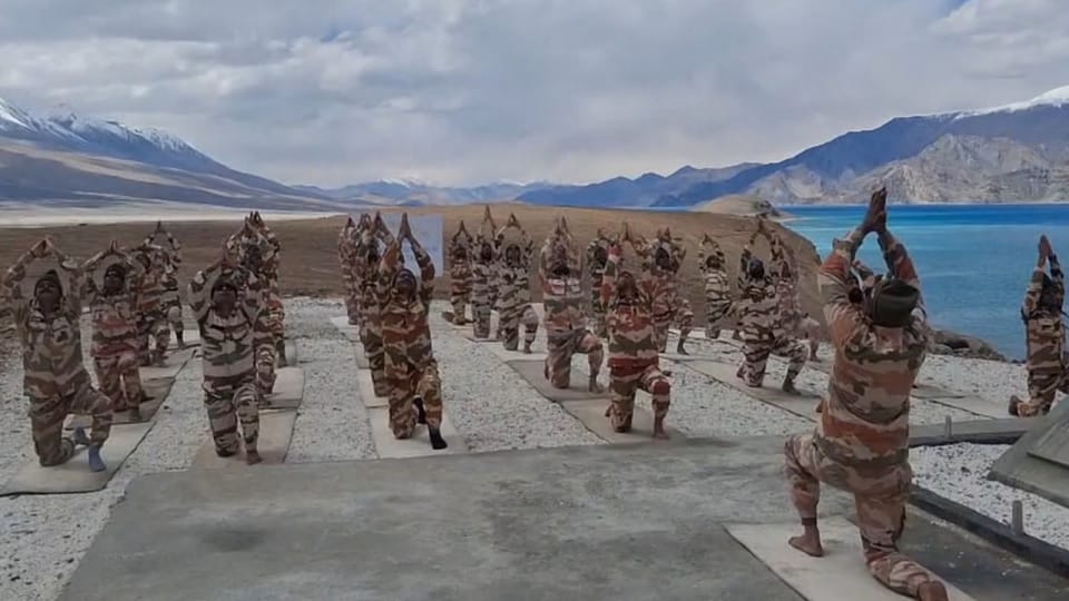 International Yoga Day Himveers perform yoga at an altitude of 14,000 feet in Leh